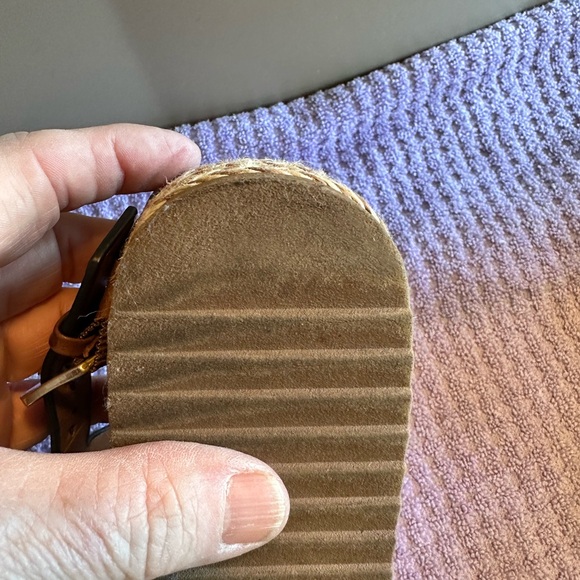 🤎 Naturalizer Leather Platform Sandals Brown Espadrille Ankle Strap 7.5 - Picture 5 of 9